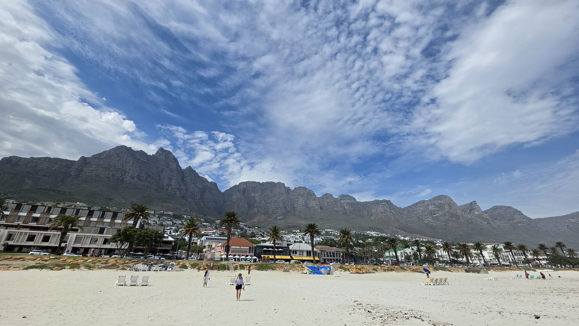 The Twelve Apostles mountain range viewed from Camps Bay beach, Cape Town