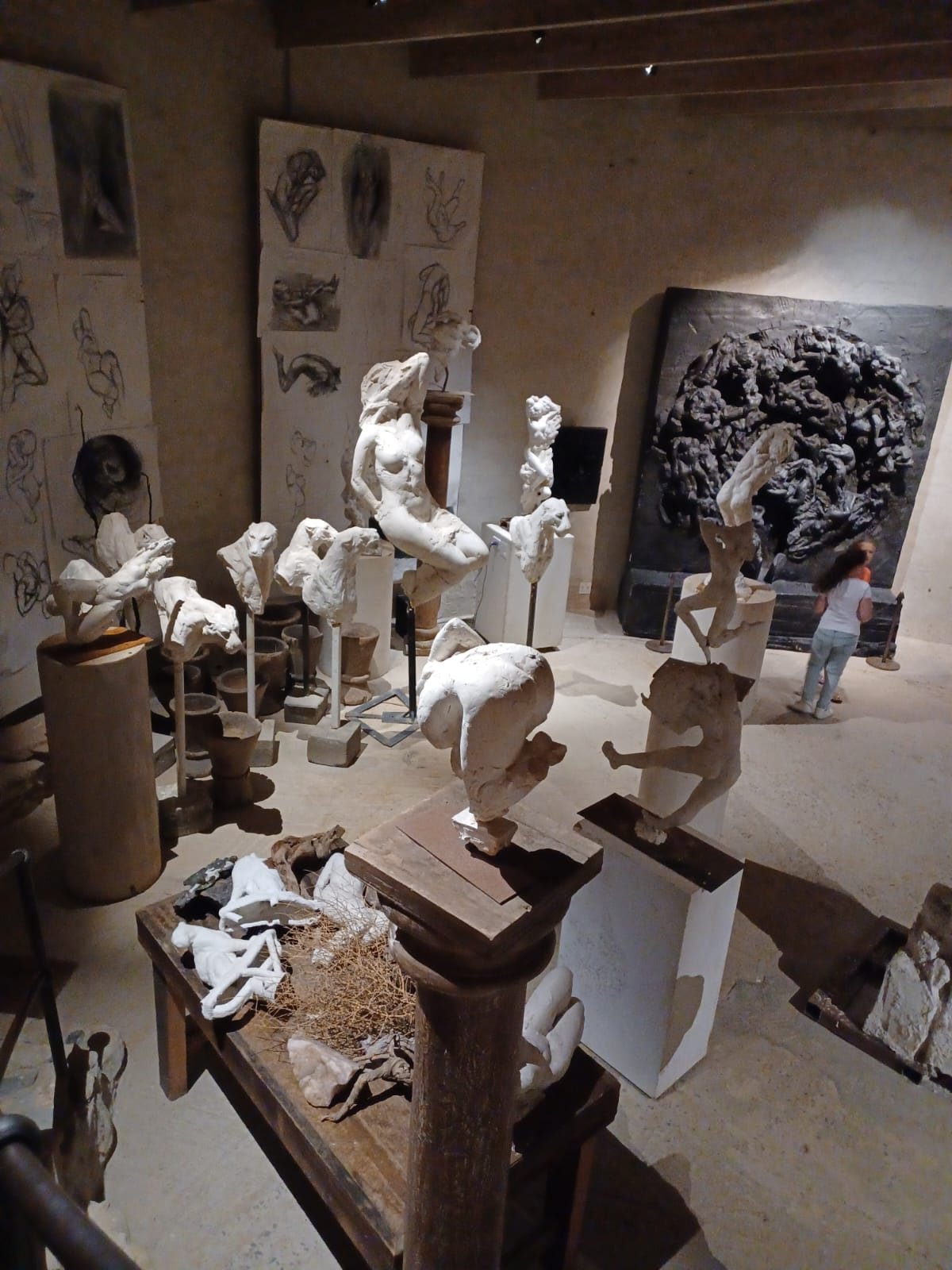 Dylan Lewis studio interior with plaster maquettes, drawings and works in progress